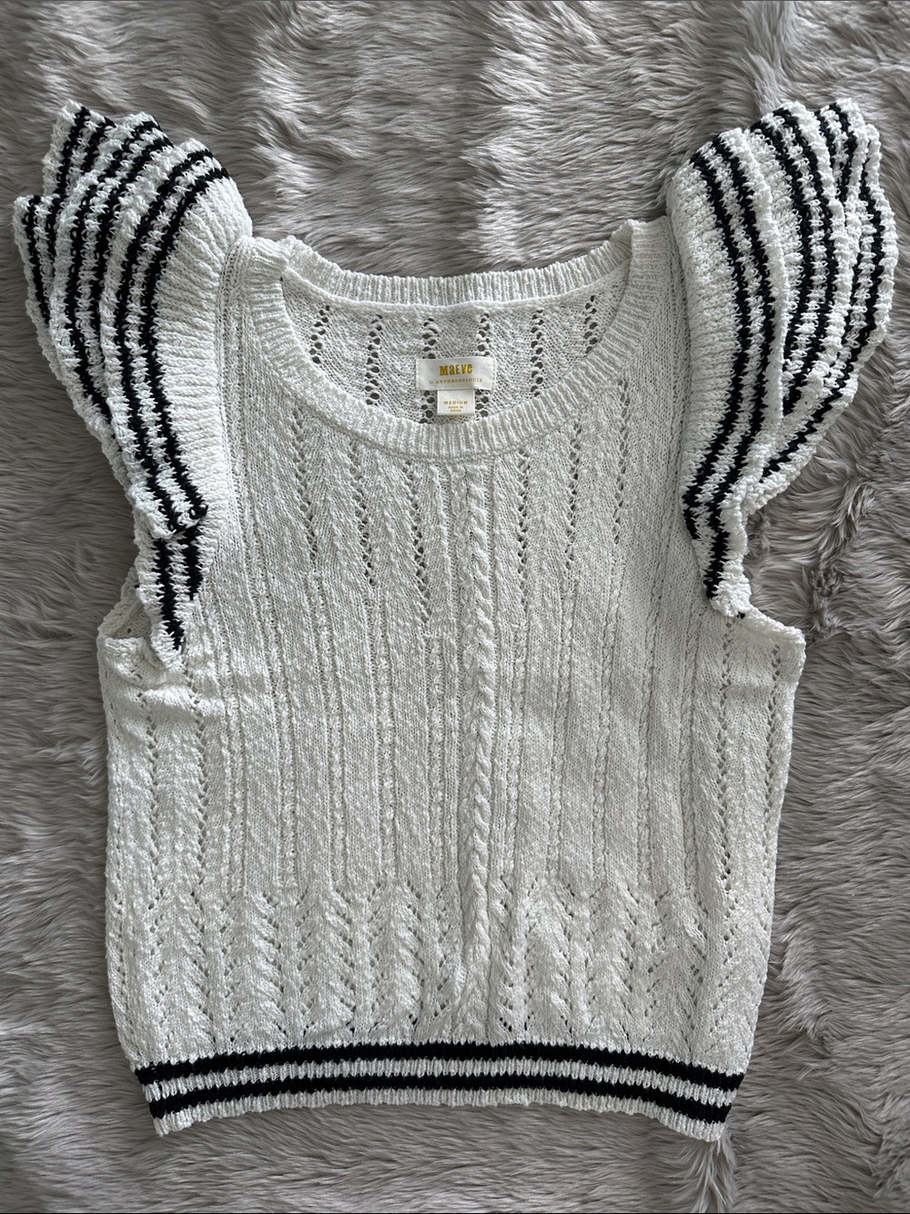 Anthropologie Maeve Knit Multi Ruffle Sleeve Blouse